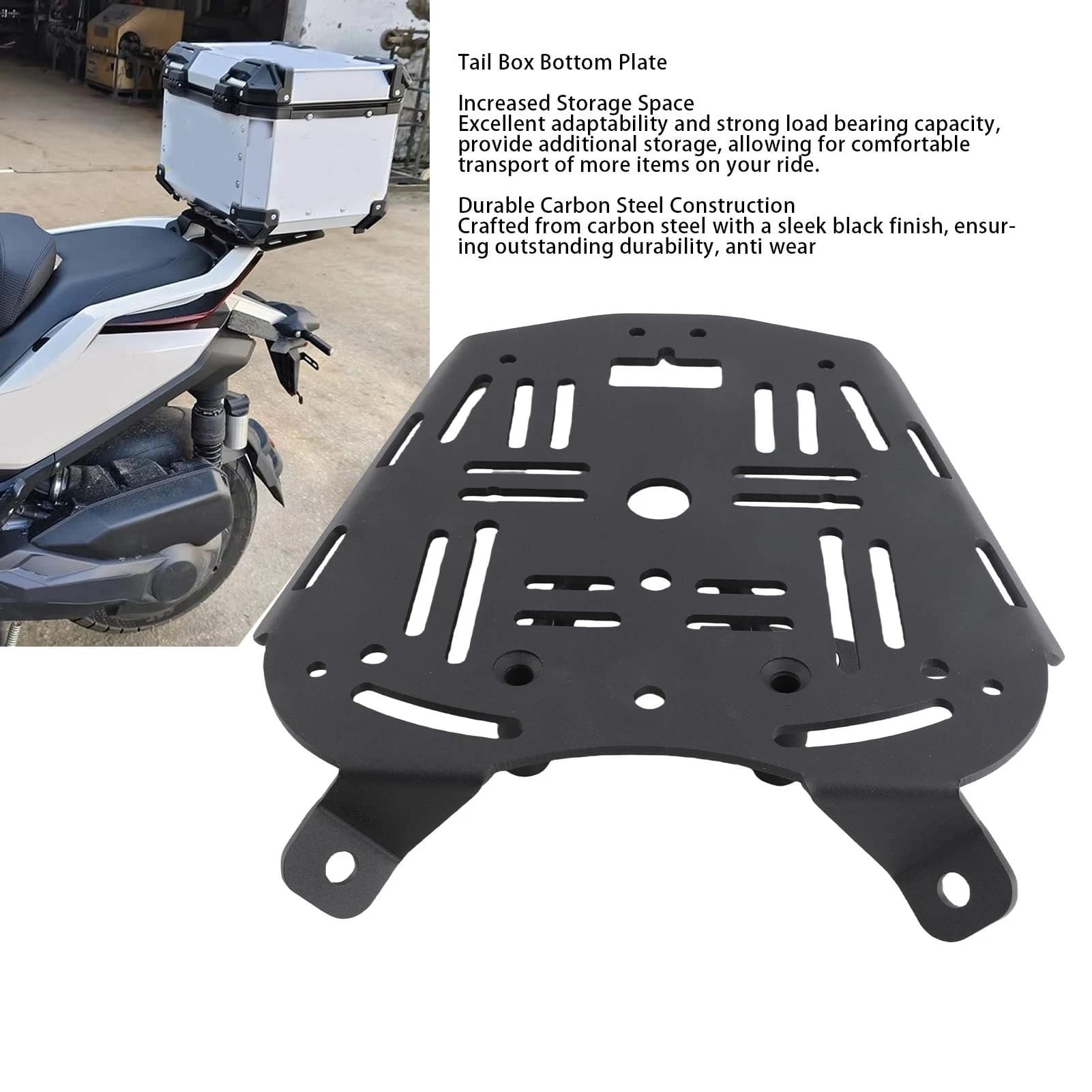 Top Box Base Plate Bracket Tail Box Bottom Plate Easy Installation Carbon Steel Replacement for ONTES 368G 501G for Motorbike