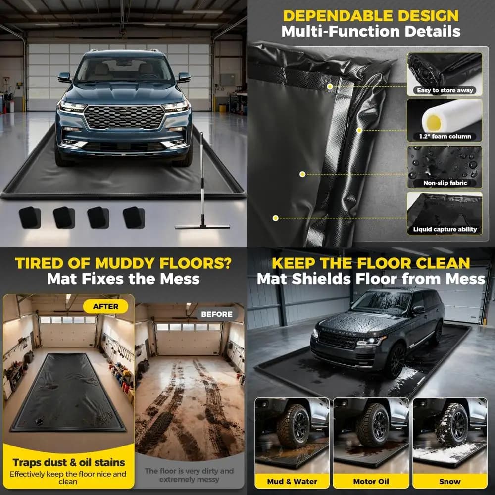 Tappetino per garage antiscivolo per carichi pesanti - Protezione impermeabile da 9x20 piedi per riporre e manutenzione sotto l'auto