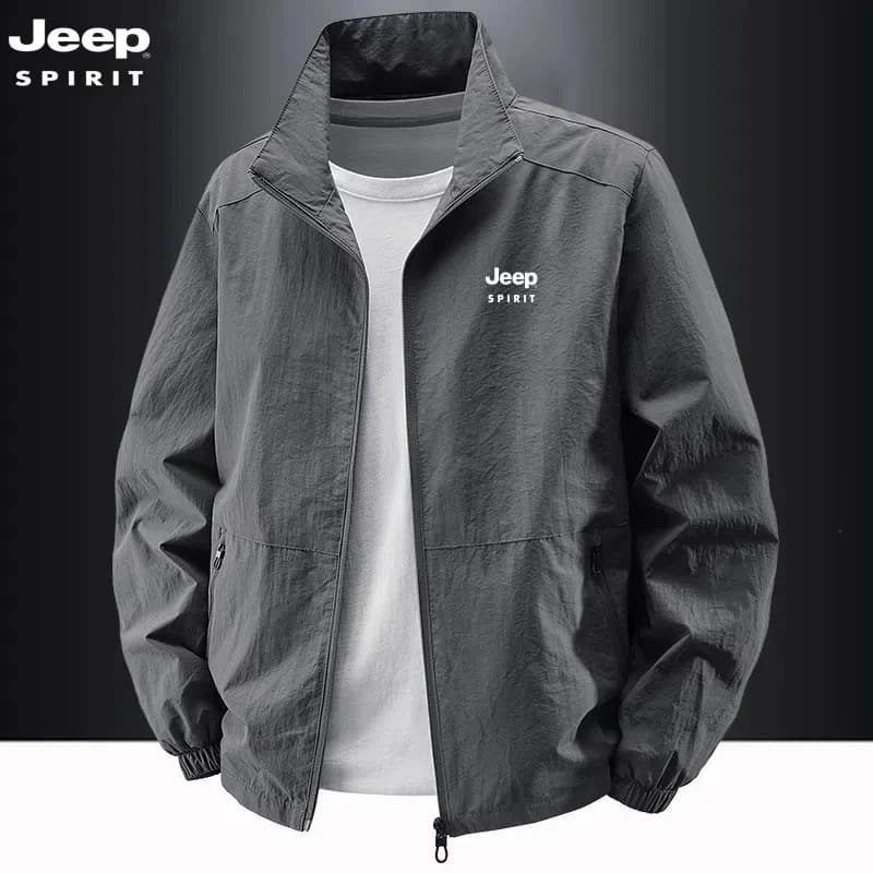 JEEP Spirit jacket with raised collar, Primary and Autumn Casual Clothing, Big Sizes, Anti-wind for Open Activity, Men's Sports Jacket