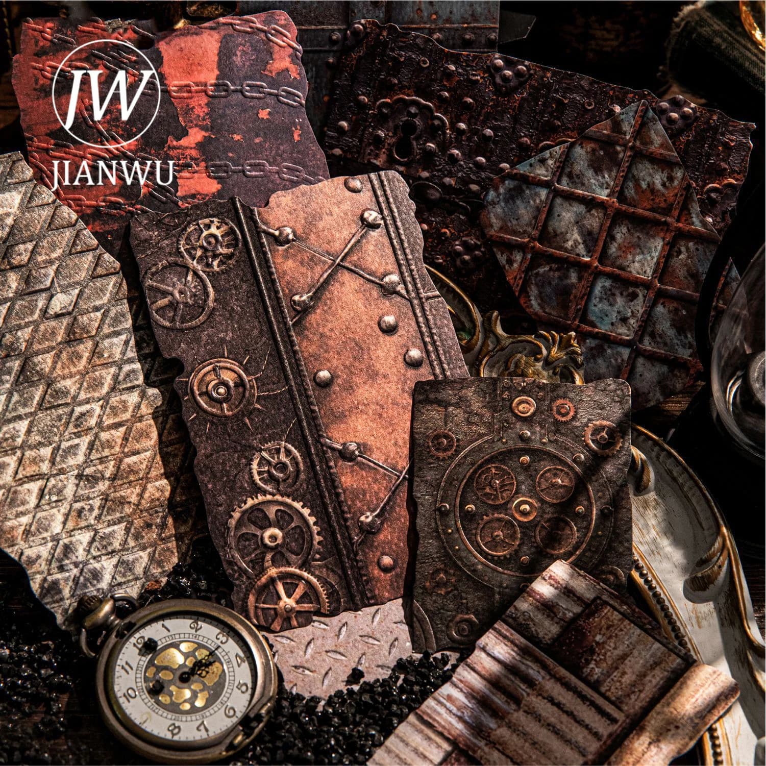 JIANWU Paper Rust Series Vintage Rust Relief Landscape Collage Scrapbooking Material Paper Creative DIY Junk Journal Stationery