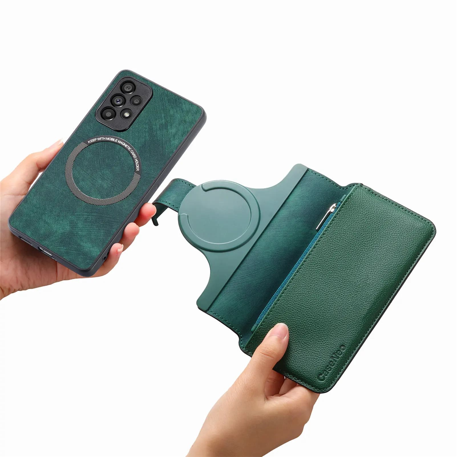 Custodia in pelle 2 in 1 con cover frontale rimovibile per OPPO A98 A97 A96 A93 A92S A92 A80 A79 A78 A77S A72, con chiusura a zip e blocco RFID