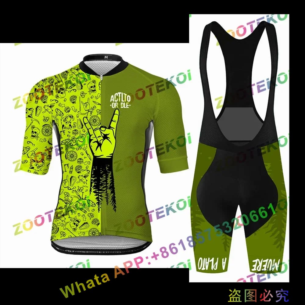 ACTLTO OR DLE 2022 Short Sleeve Cycling Jersey Set Bib Shorts Ropa Ciclismo Bicycle Clothing MTB Bike Jersey Uniform Men Clothes