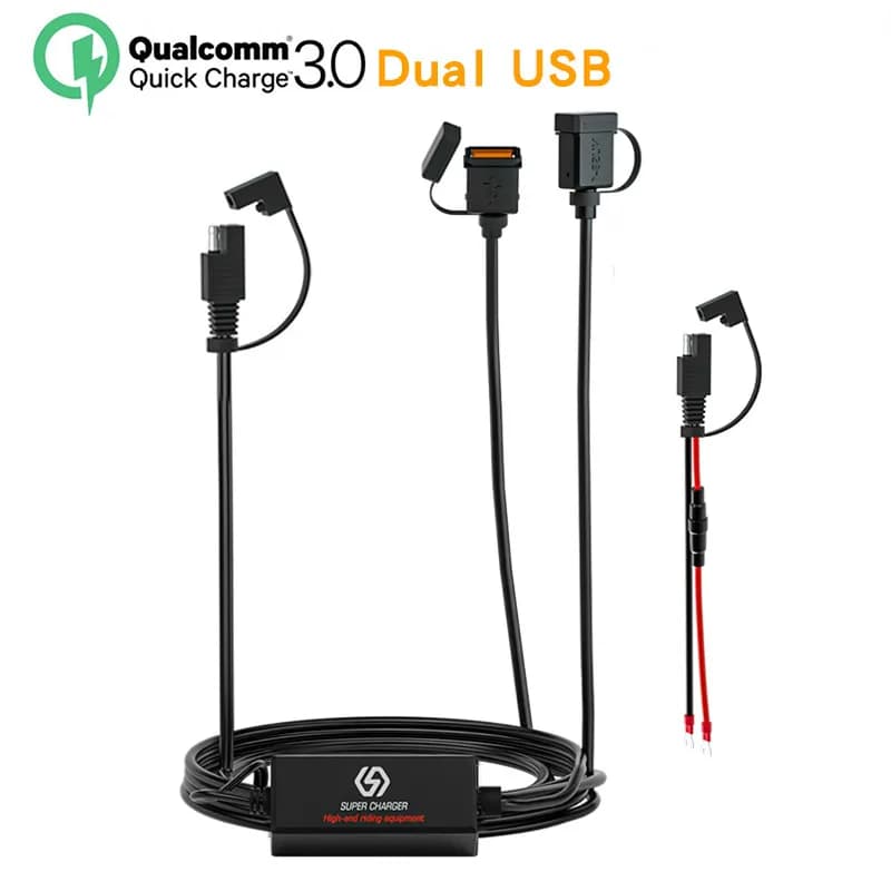 Quick USB Charger for Motorcycle Adapter from SAE to USB Quick Disconnect Plug Waterproof 36W QC3.0 Fast Charge 3.0 Smart Chip Integrated