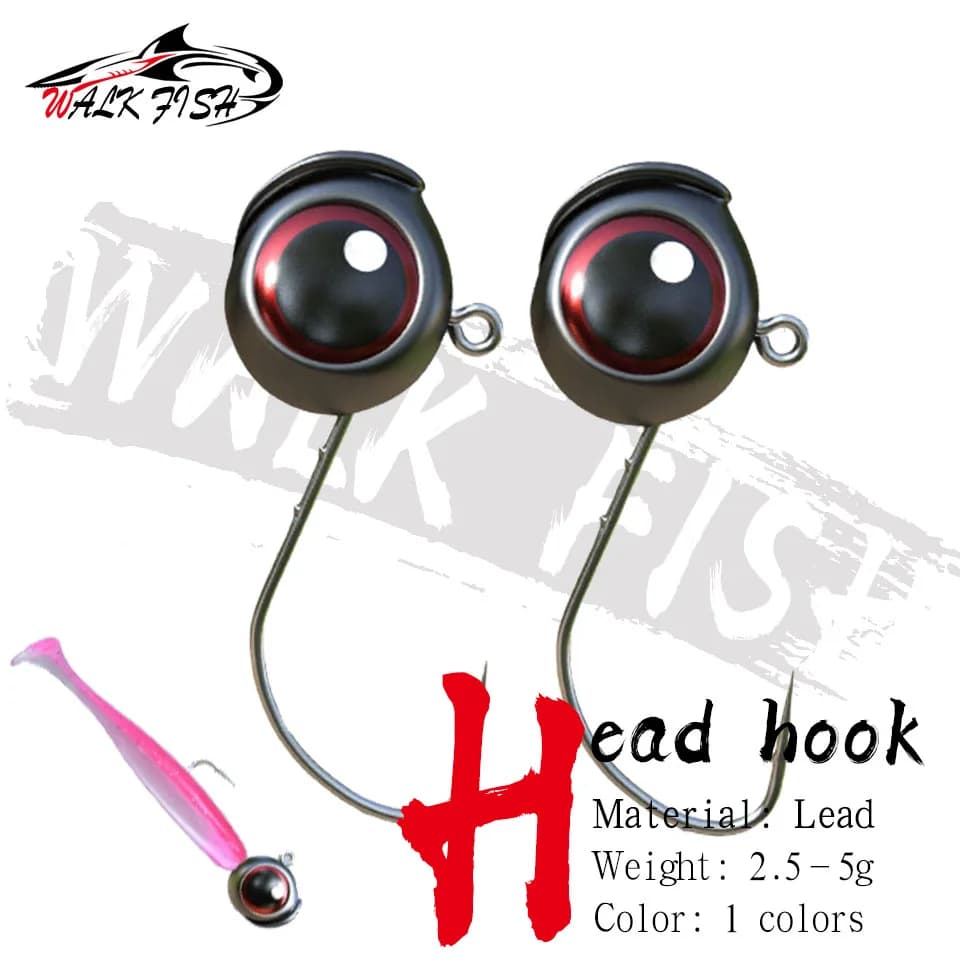 WALK FISH New 10PCS Lead Jig Hooks Ned Rig Jig Head gancio spinato squisito 3D Fish Eyes Jig Lure Fishing Ned Hook
