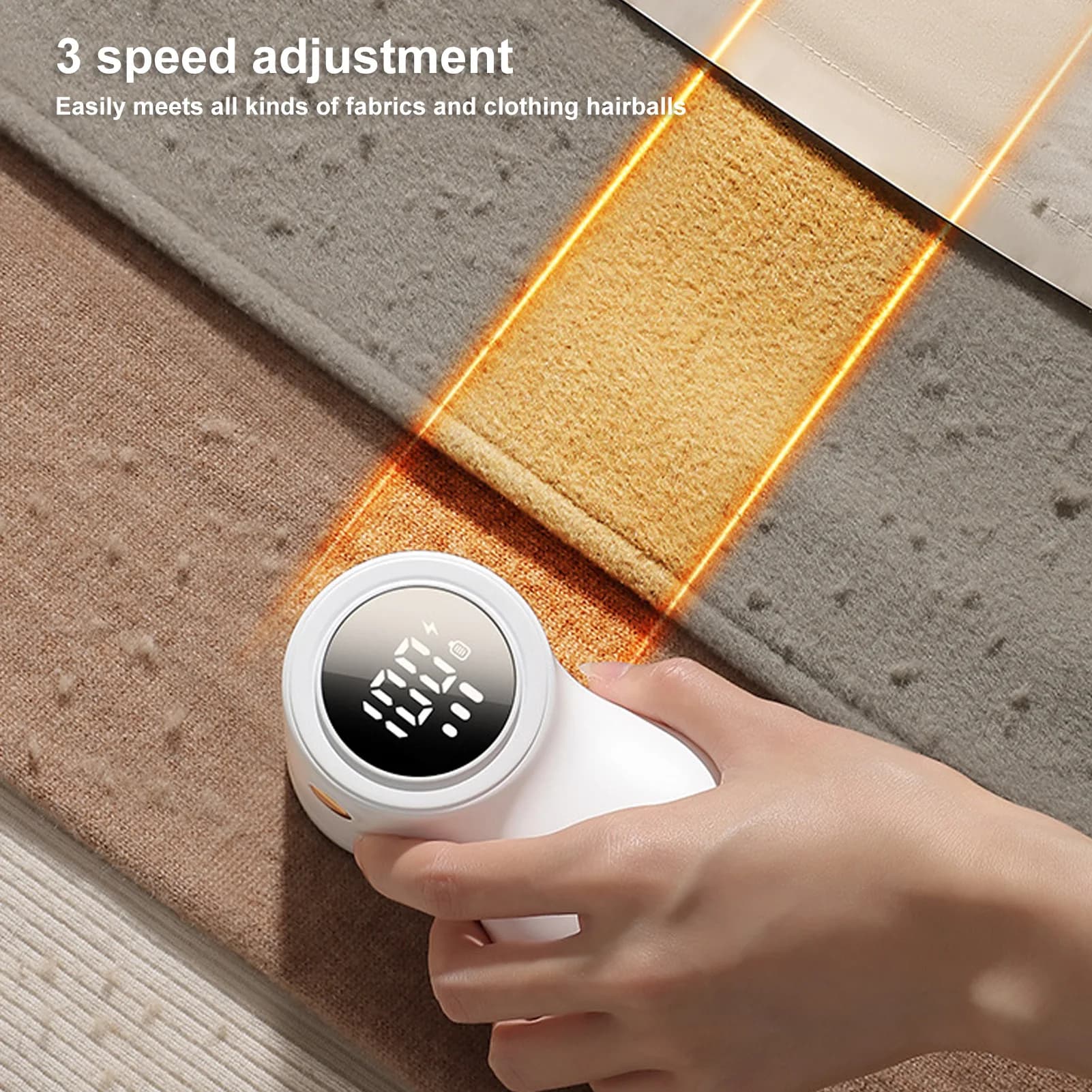 Electric Fabric Shaver Lint Remover 3 Speeds Digital Display Rechargeable Portable Sweater Defuzzer for Clothes Fuzz Lint Balls