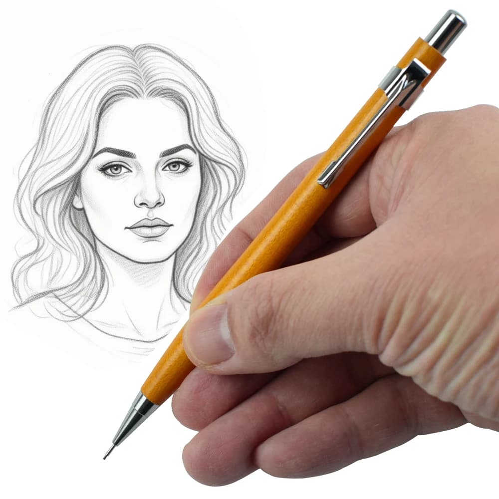 Maple Wood Mechanical Pencil Set: 0.5mm Automatic Pencil + Lead Refills, All-in-One for Office, School & Drawing Stationery