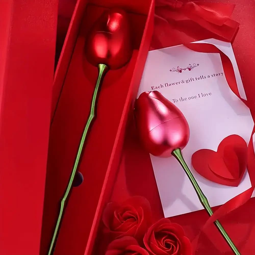 Romantica Scatola per Anello a Forma di Rosa, Confezione Regalo in Velluto Rosso, Espositore per Ciondoli, Scatola Portatile per Anelli Nuziali