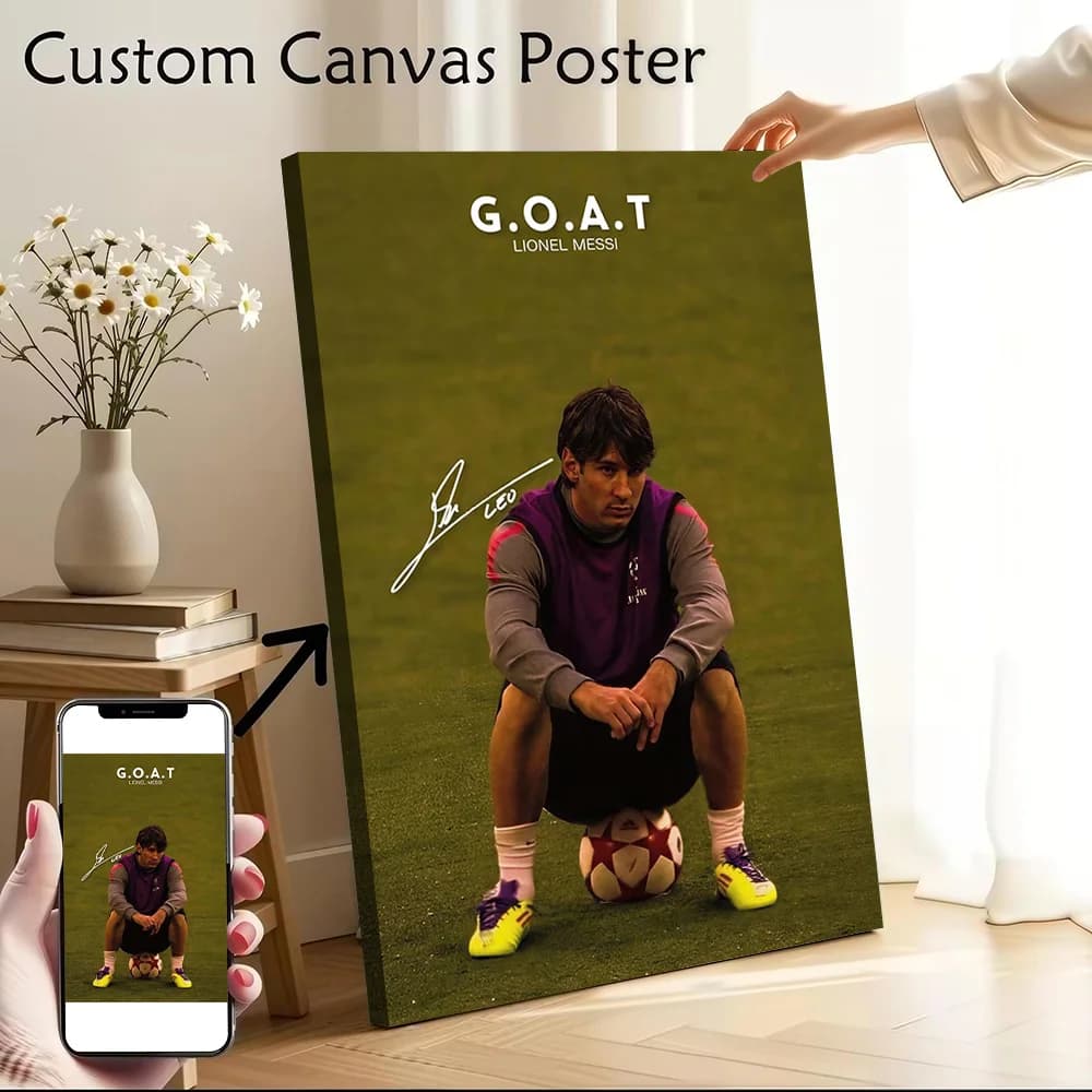 Lionel Messi Poster Canvas Wall Art Custom Photo Print Modern Painting for Fans Home Decor Living Room Decoration Bedroom Mural