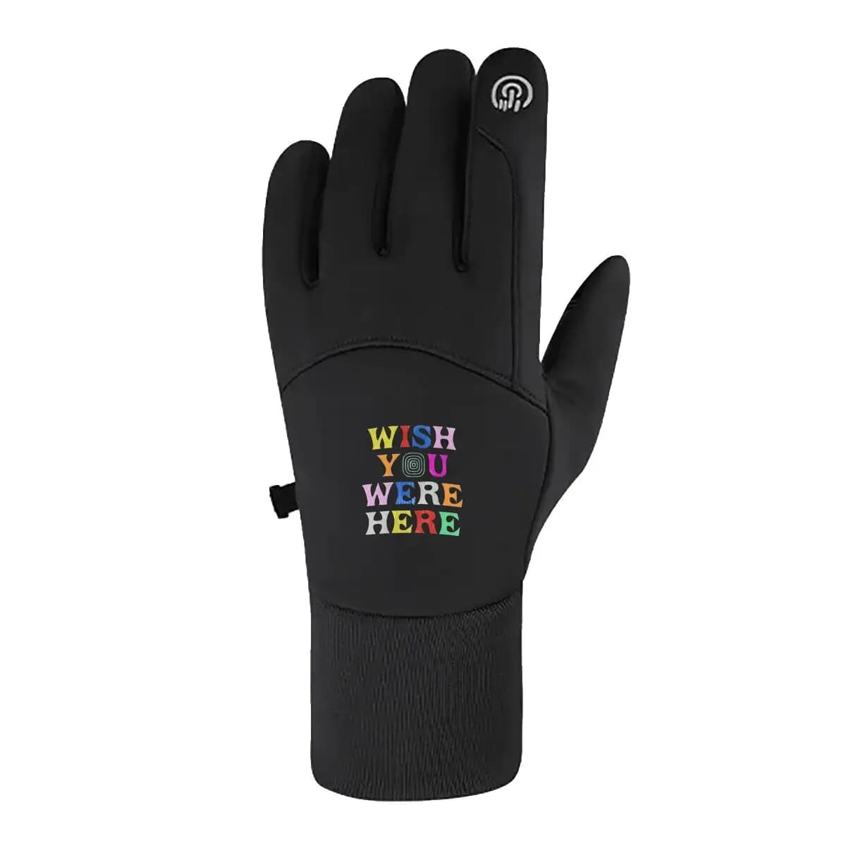 I guanti da ciclismo invernali a colori "Wish You Were Here" mantengono caldi guanti da esterno touch screen antivento