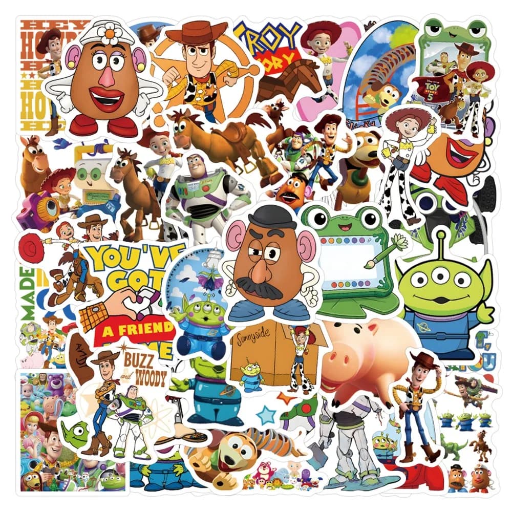 55Pcs Anime Movie Toy Story Stickers Cartoon Charcter Buzz Lightyear Woddy Sticker DIY Suitcase Notebook Laptop Notebook Decals