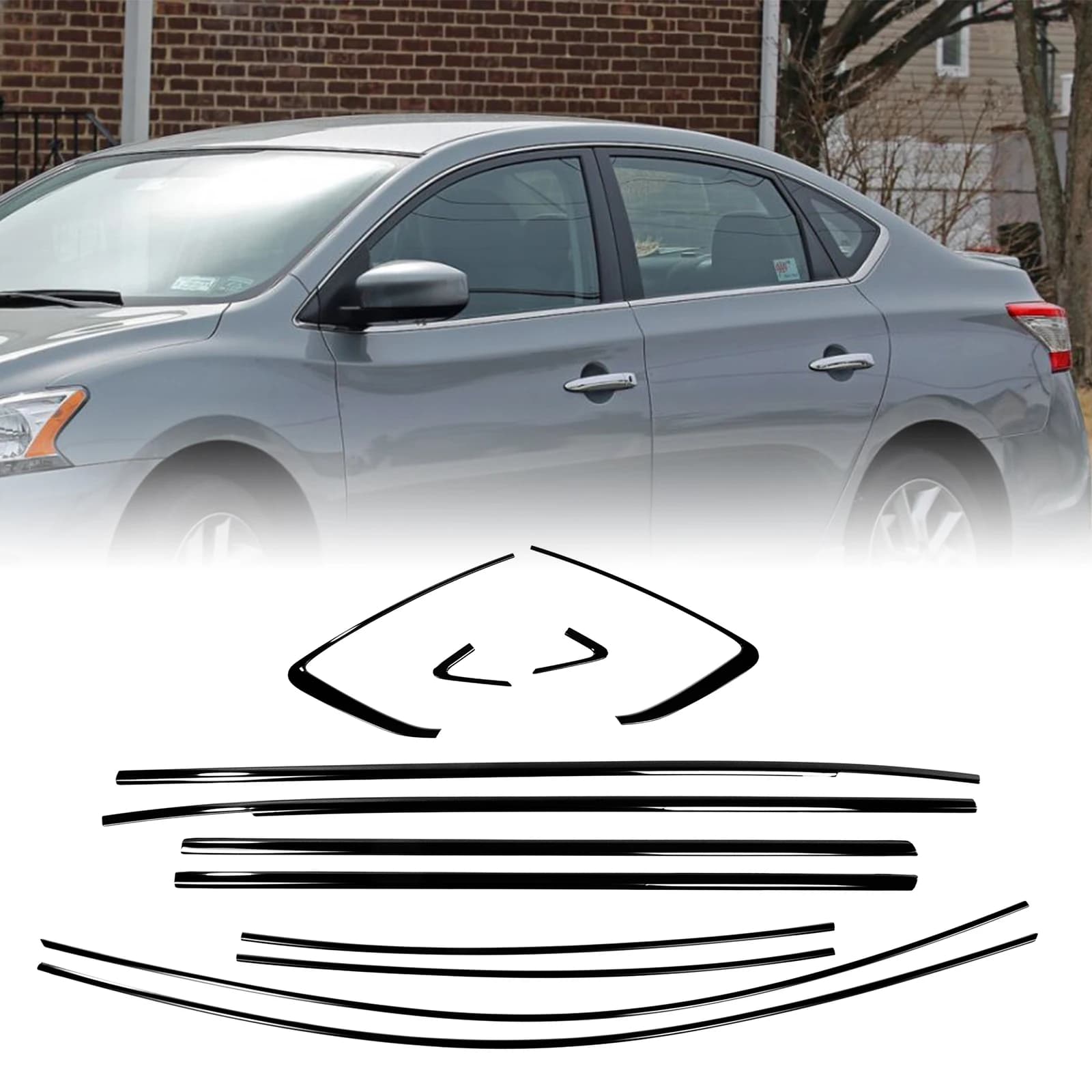For Nissan Sentra 2012-2019 Exterior Window Strip Trim Weatherstrips Gloss Black Door Side Frame Seal Styling Protective Cover