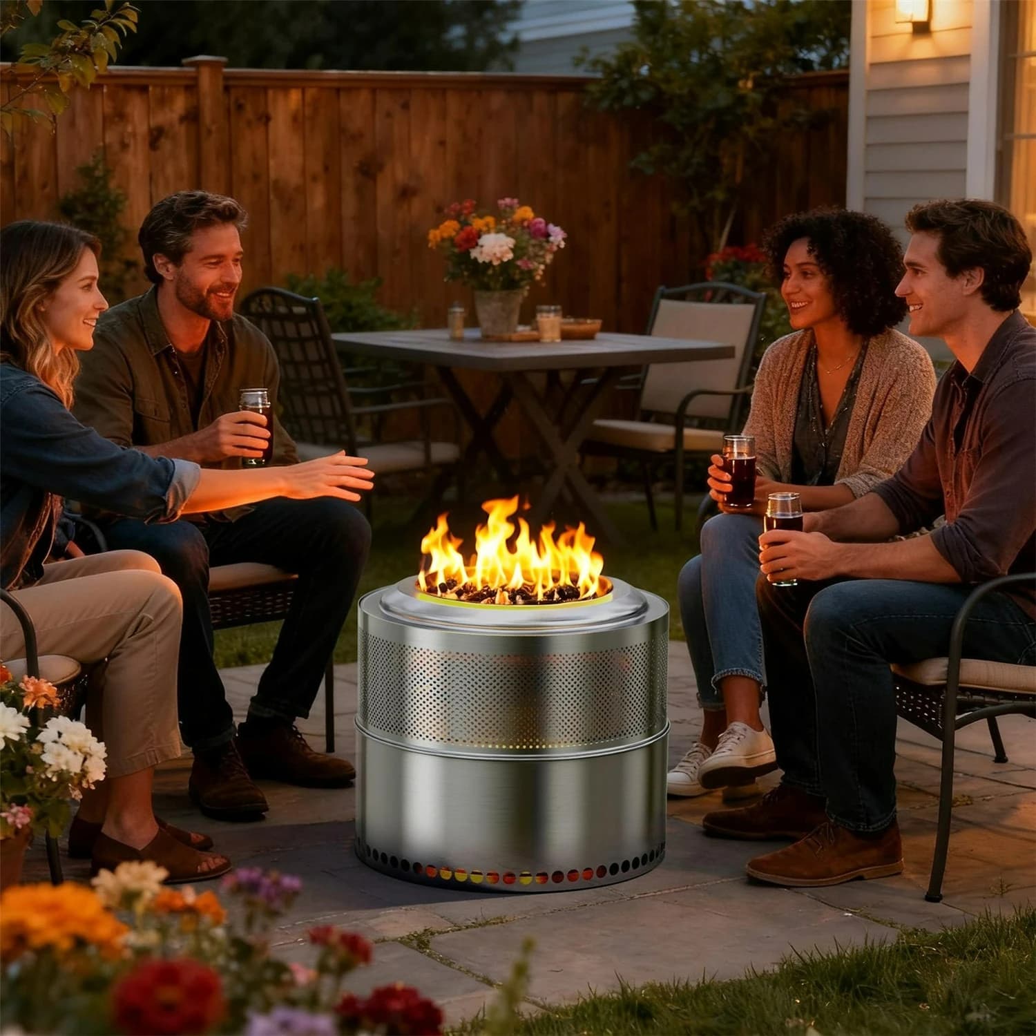 50 CM Smokeless Camping Fire Pit Stove Stainless Steel Portable Firewood Burner