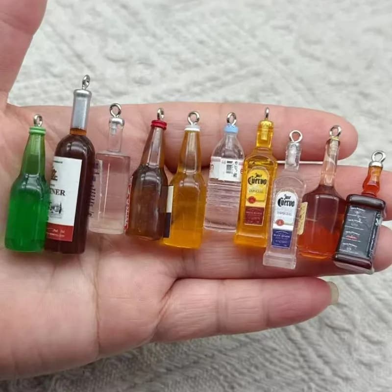 10pcs resin pendant charm mini beverage bottle shaped pendant DIY jewelry making earrings, necklaces, bracelet accessories