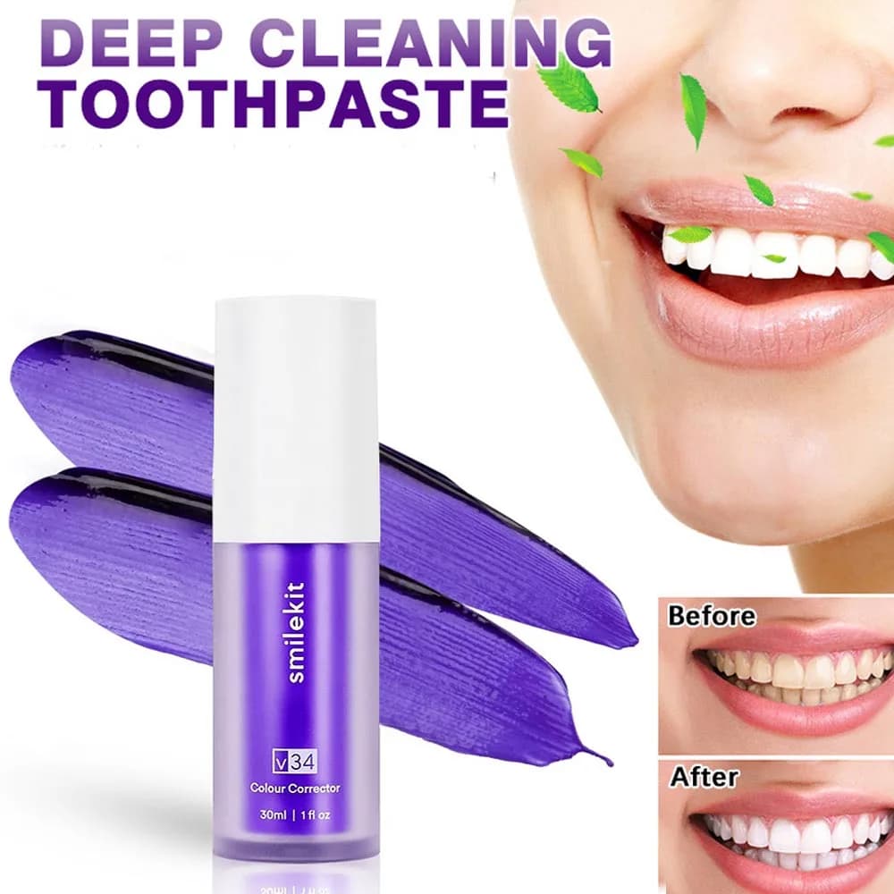 V34 Purple Illumina Whitening Yellow teeth Dentifricio Snail Cleansing Effective cleansing teeth stains Product for oral cleaning