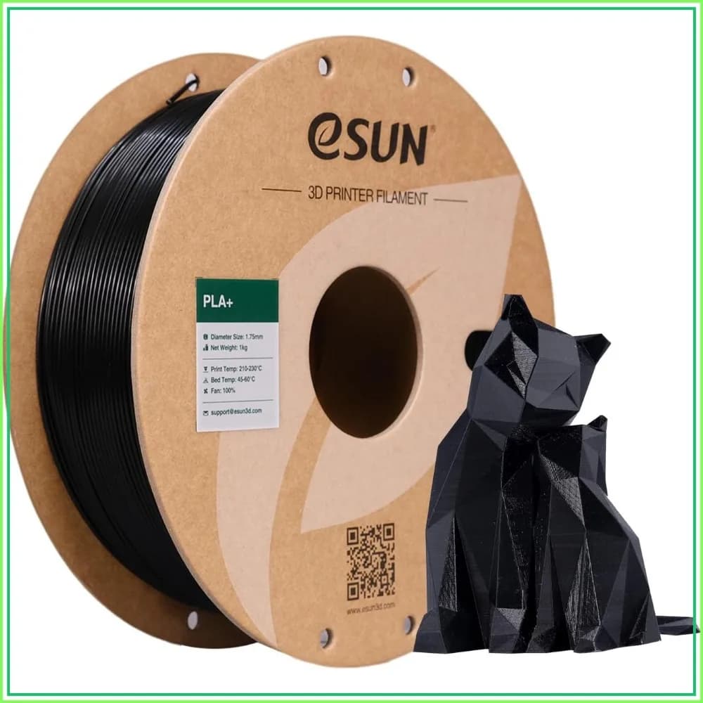 PLA+ Filament 1.75mm, 3D Printer PLA Plus, Dimensional Accuracy +/- 0.03mm, 1KG Spool (2.2 LBS) Black