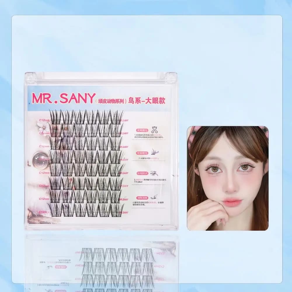 Soft DIY Segmented False Eyelash Lovable Clusters Self-adhesive Lashes Hard Stem Manga Glue Free False Eyelashes Women