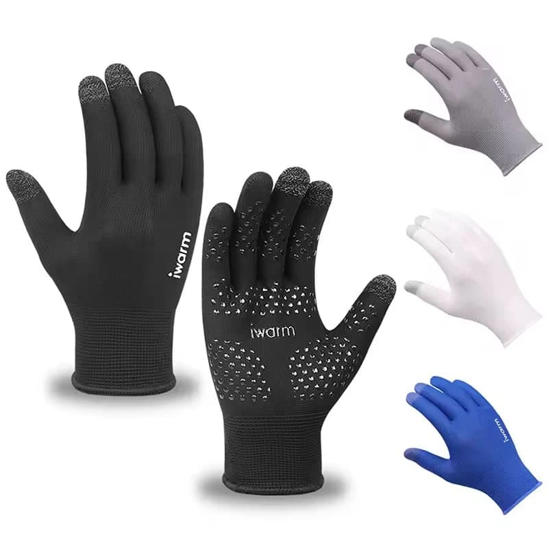 Slim and breathable summer gloves Interior non-slip silicone yarns suitable for outdoor sports, running, fitness, knitted finger gloves