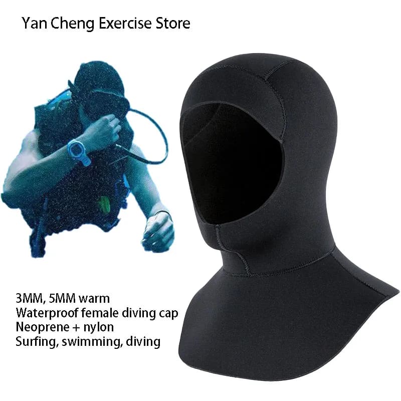 Neoprene cap 3mm 5mm Swim hat with shoulder for man Woman Protect the head Diving Scuba Underwater Fishing Hood Surf helmet Accessory