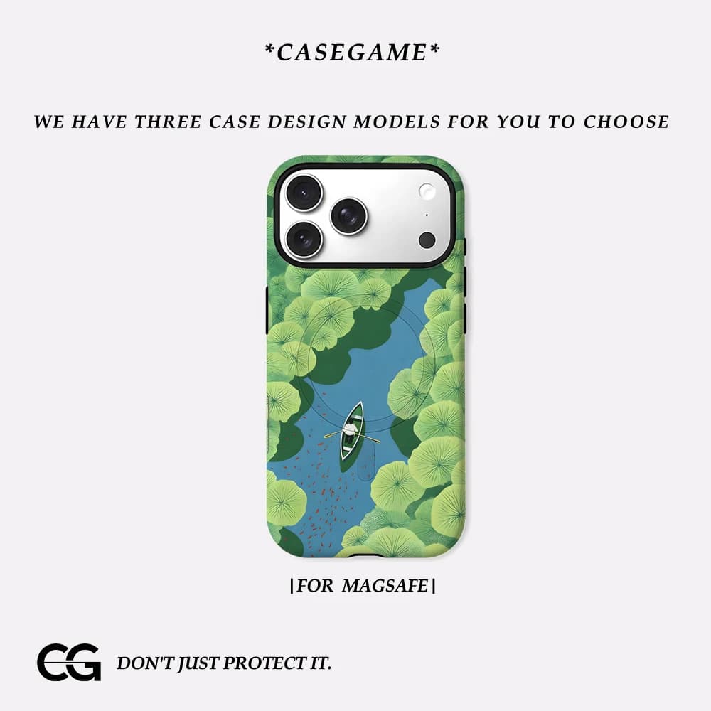 Casegame Cover Opaca Antiurto per iPhone 17 16 15 14 Plus 13 Pro Max con Bumper per MagSafe, in PC Rigido, Verde Lago di Loto