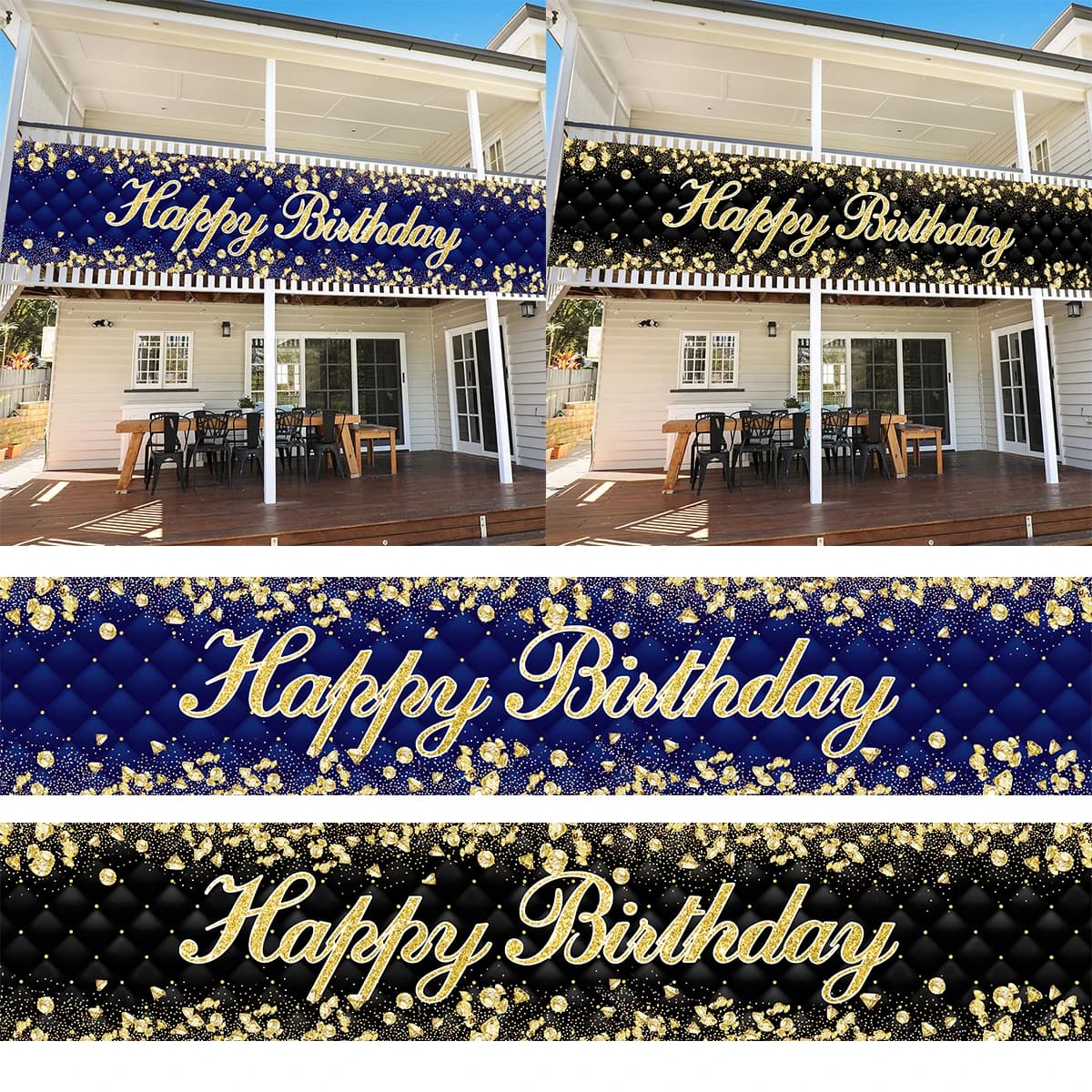Tenda per porta con striscione a griglia in oro nero oro blu per la decorazione della festa di compleanno Baby Shower Bandiere appese Decorazione dello sfondo di compleanno