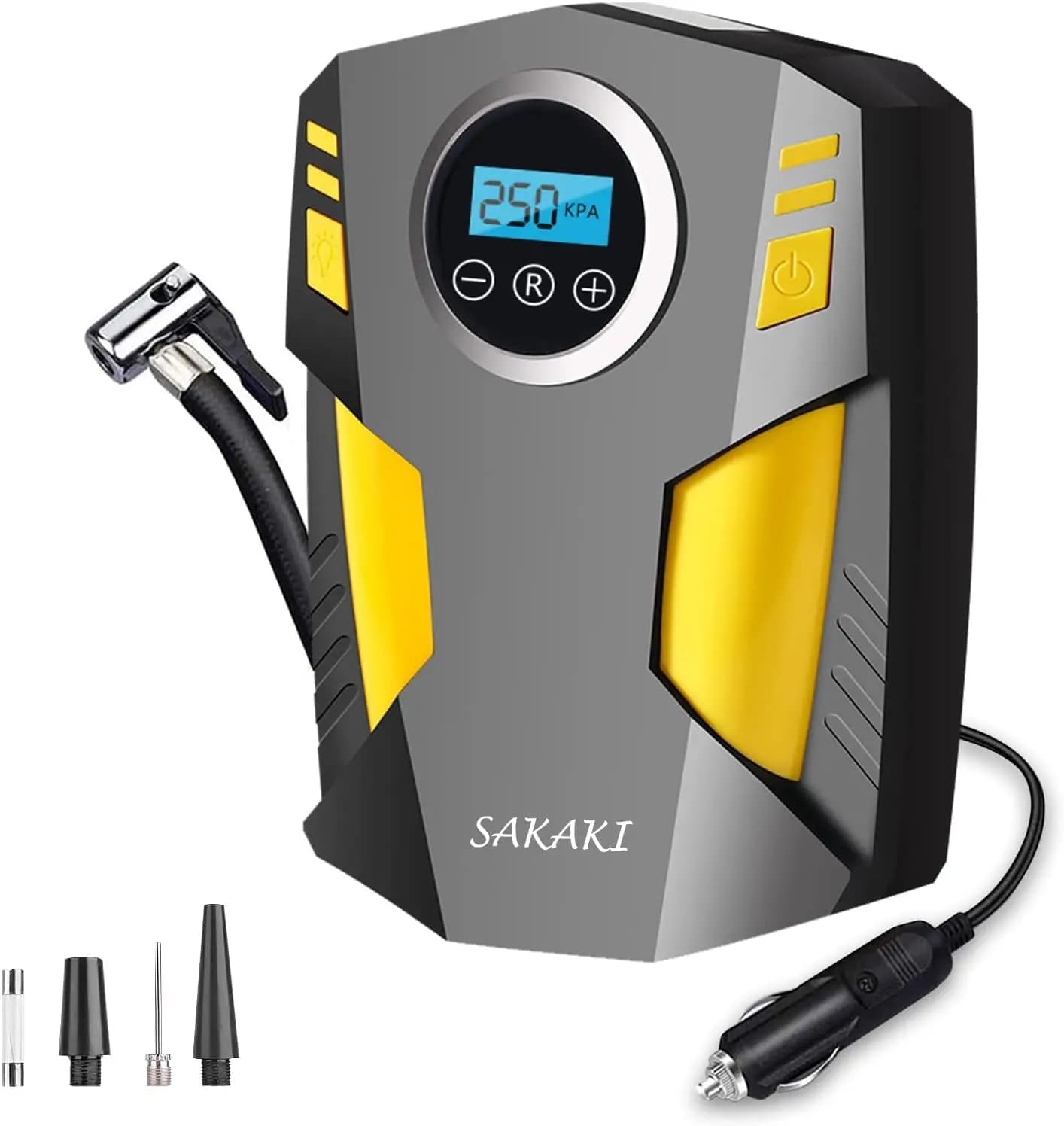 Gonfiatore per pneumatici elettrico portatile 12V con display digitale Gonfiatore per auto multifunzionale Gonfiatore per pneumatici Compressore d'aria portatile