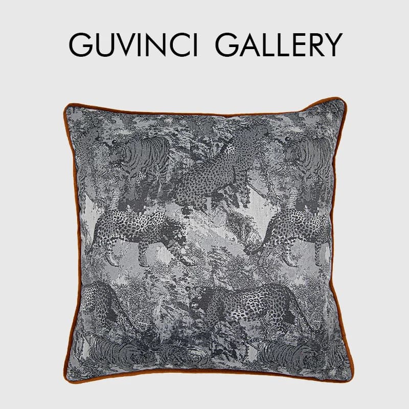 GUVINCI Toile De Jouy Jungle Animals Jacquard Throw Pillow Cover French Retro Luxury Cushion Case For Office Villa Hotel Lobby