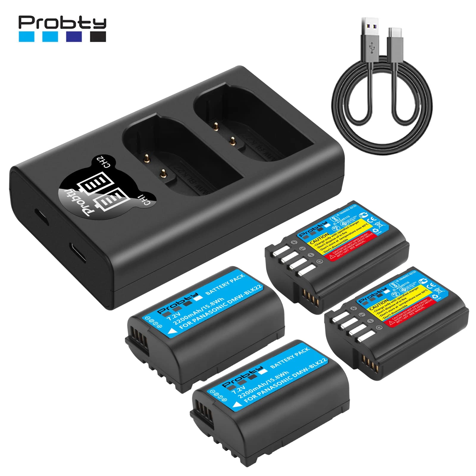 DMW-BLK22 DMW BLK22 Battery 2200mAh + LED Dual Charger for Panasonic LUMIX DC-S5 DC-S5 II DC-S5 IIX S5KL DC-GH6 GH5 II GH5M2