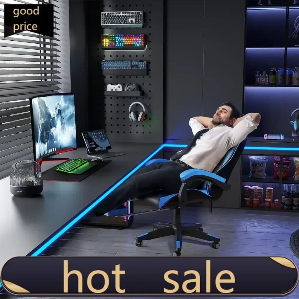BestsellerHot sales"ergonomic high-back leather gaming chair with footrest, headrest, and lumbar support for big and tall gamers