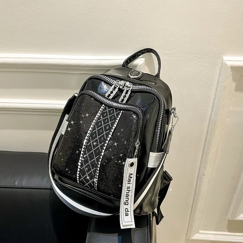Zaino in pelle di grande capacità Borsa da scuola casual da donna Borsa a tracolla alla moda per studenti delle scuole medie Leggero semplice