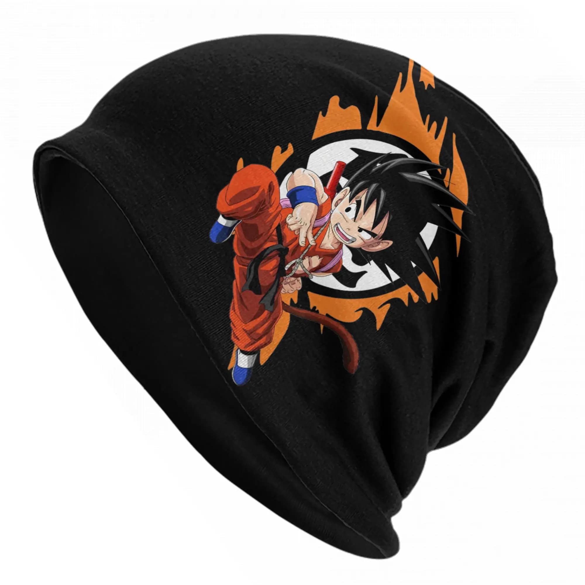 Cappello Beanie/Scaldacollo Bivalente per Adulti con Logo Dragon Ball Z di Kid Goku Jump Kick, Stile Goth, Caldo per la Primavera