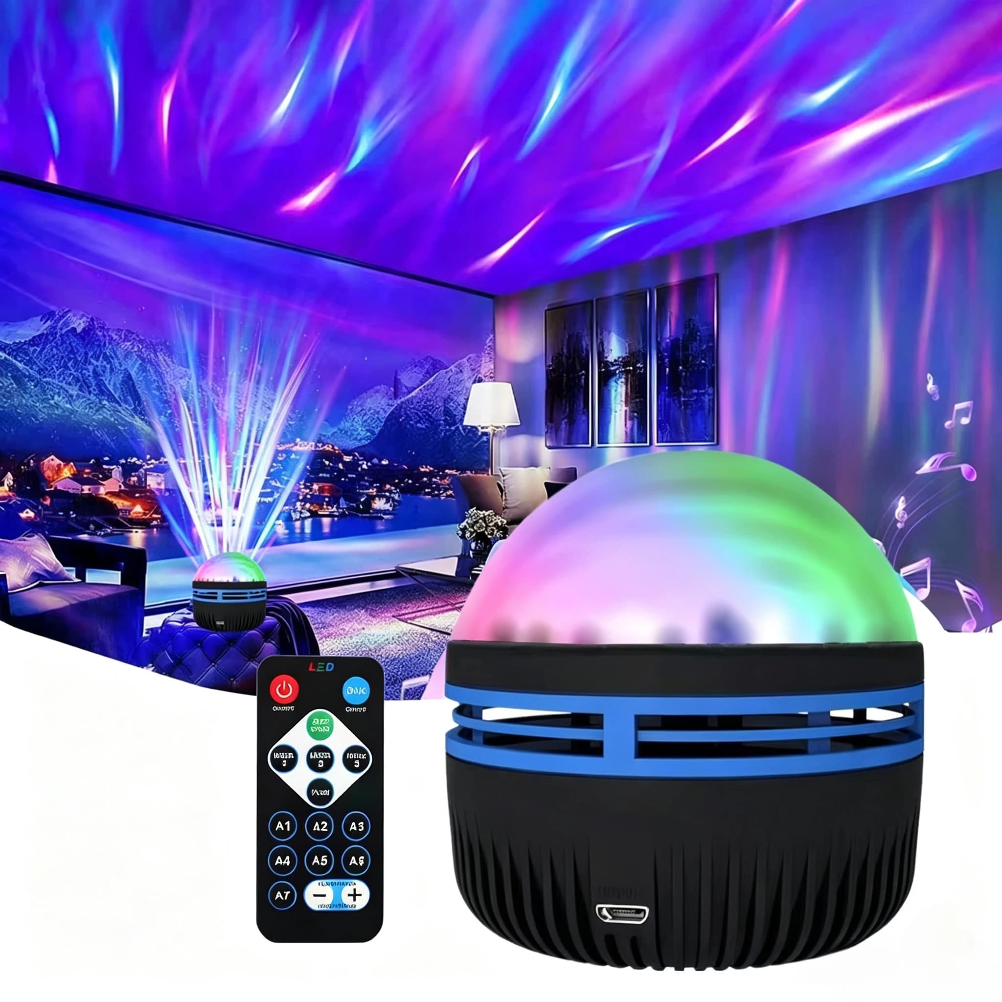 Aurora Projector LED Lamp with USB Remote Control 5V Star Projector Night Light Change Color for Decoration Camera Birthday Gifts for Children