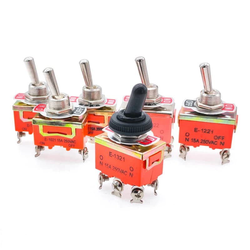 Interruttore a levetta SPST DPDT 250V 15A 2 3 posizioni Chiusura ON-OFF ON-ON ON-OFF-ON E-1322 1021 1122 1121 1221 1321 Tappo impermeabile