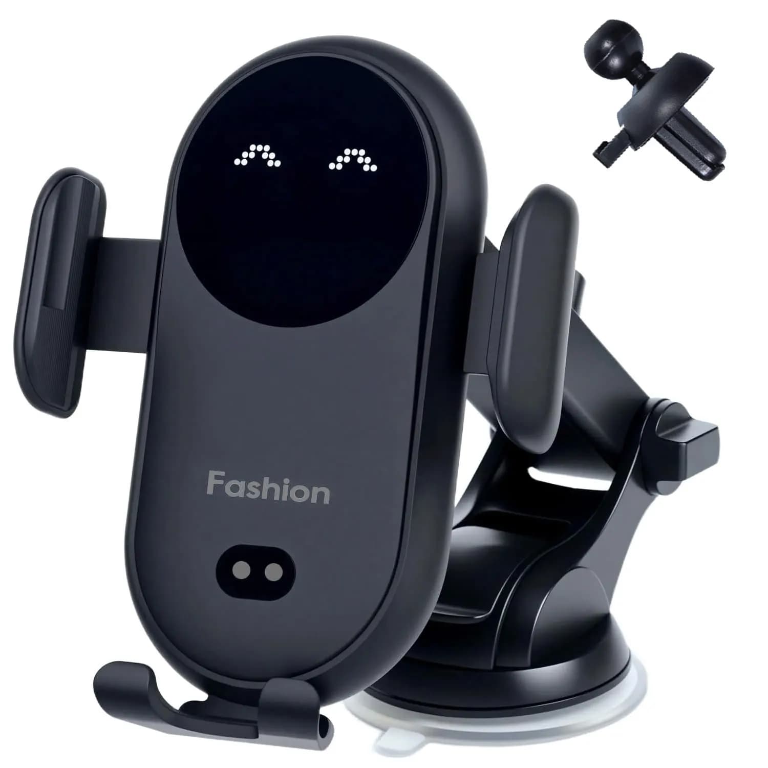 Supporto Caricabatterie Wireless per Auto con Ricarica Rapida e Blocco Automatico a Infrarossi per iPhone 17 e Samsung (Supporto per Bocchetta dell'Aria/Cruscotto/Parabrezza)