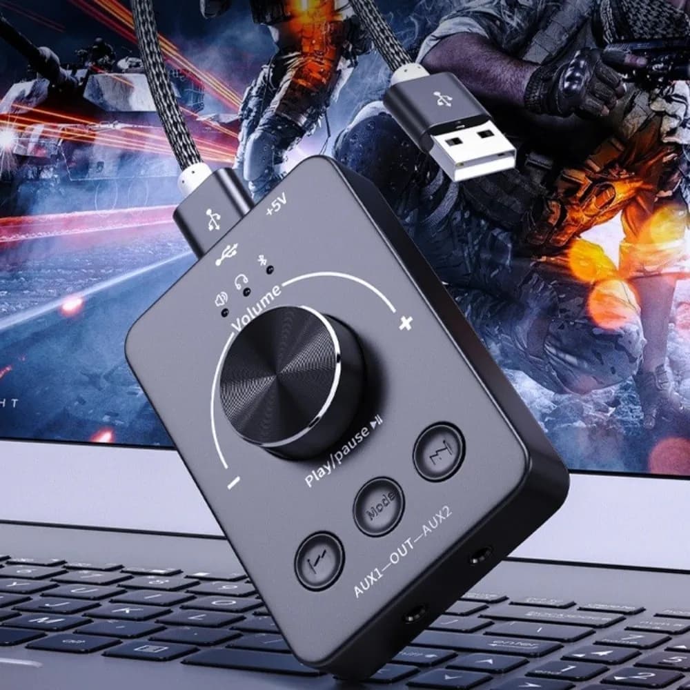 2 in 1 USB Volume Controller One-Key Portable Volume Control Knob Plug and Play Bluetooth-Compatible 5.1 Multimedia PC Speaker