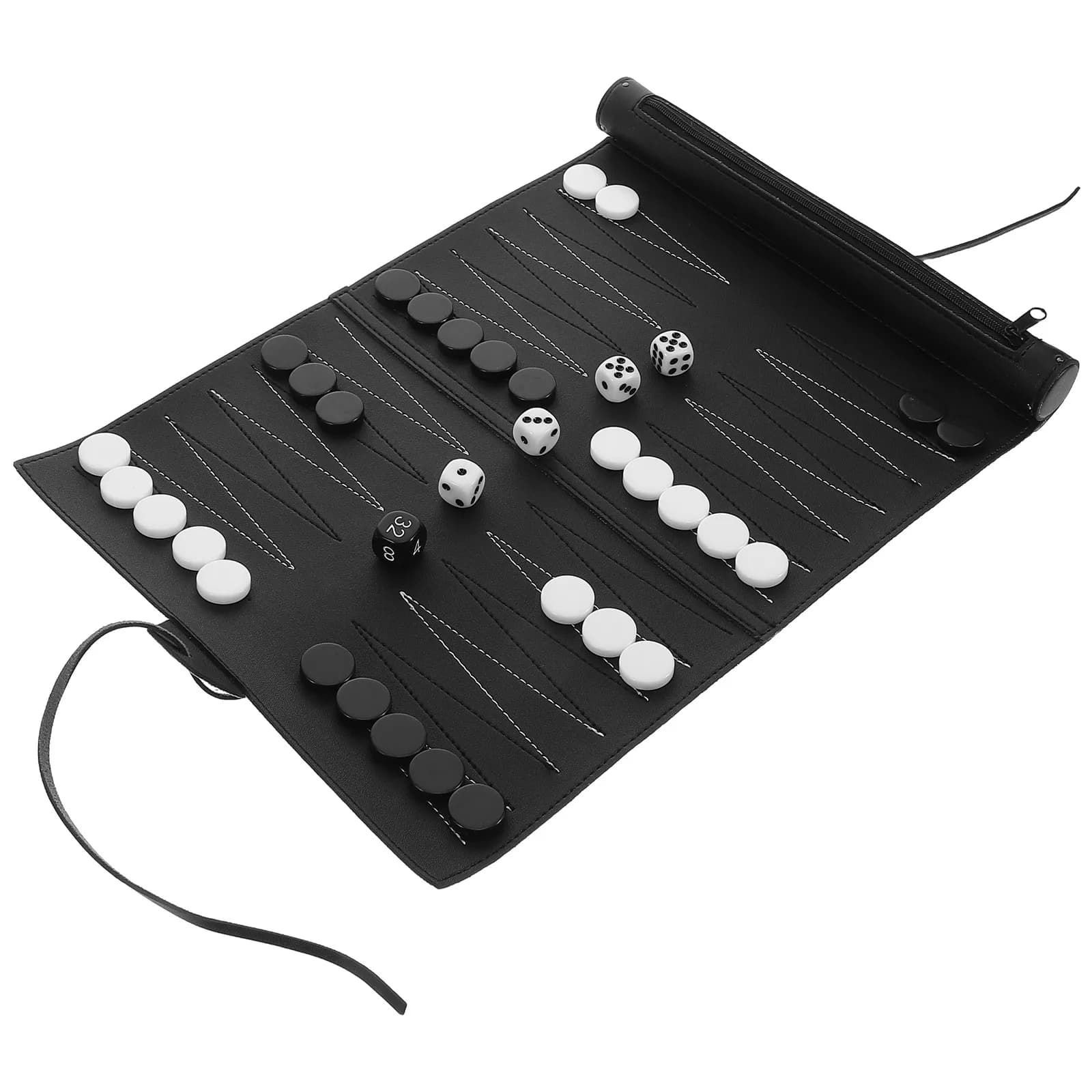 Set da Gioco Portatile in PU Arrotolabile: Scacchiera Internazionale e Backgammon Pieghevole per Esterni, Ideale per Viaggi e Feste