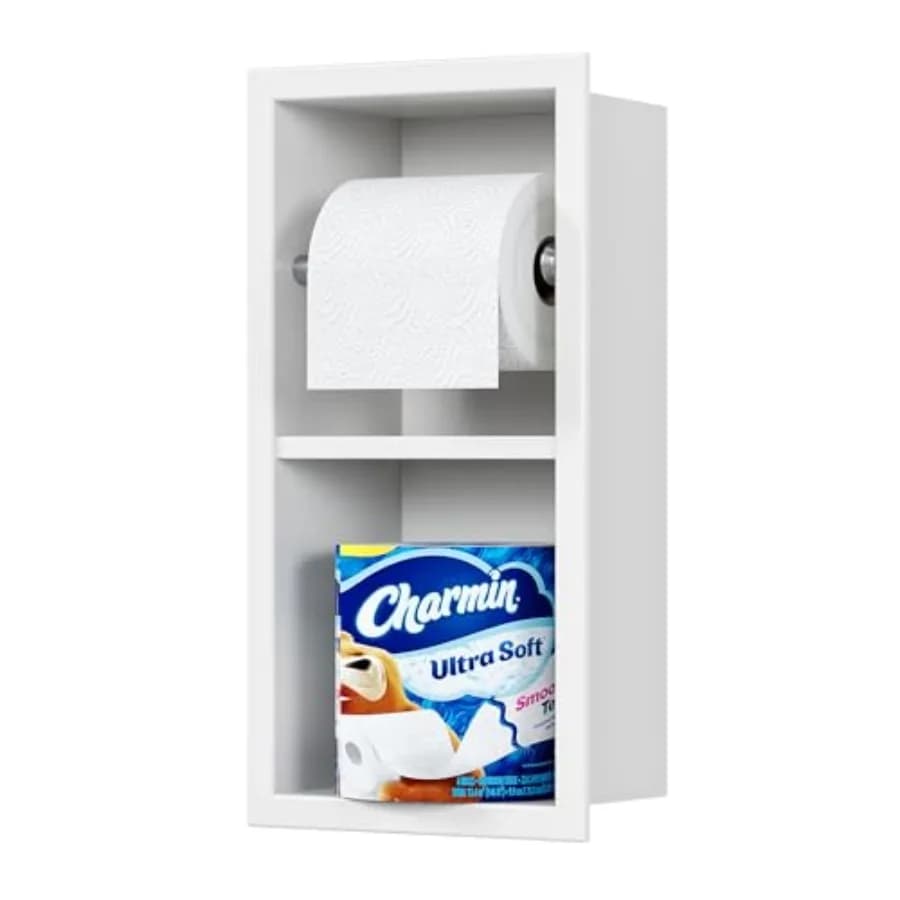 Portarotolo da Incasso in Acciaio Inox 304 per Bagno con Vano Portaoggetti Integrato a Muro