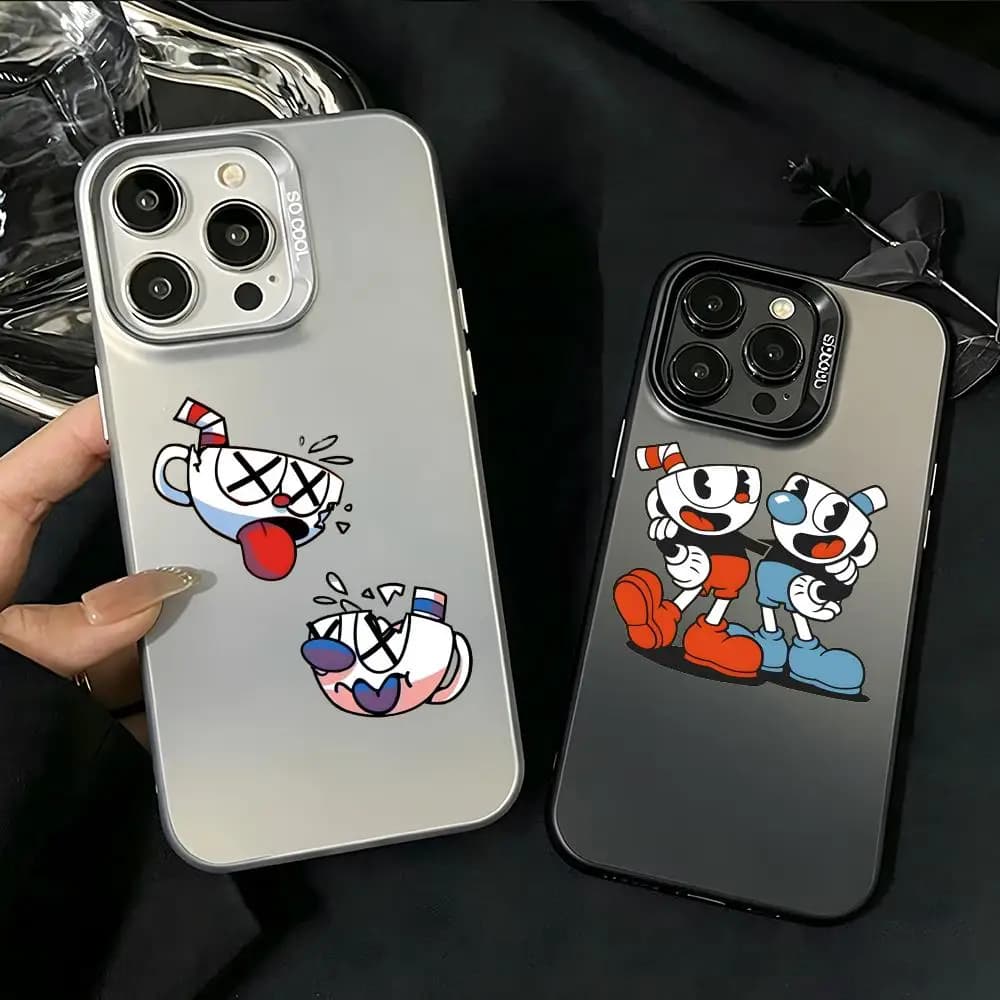 Custodia Premium per iPhone 16/15/14/13/12/17 Pro Max Plus, leggera e anti-caduta. C-Cuphead