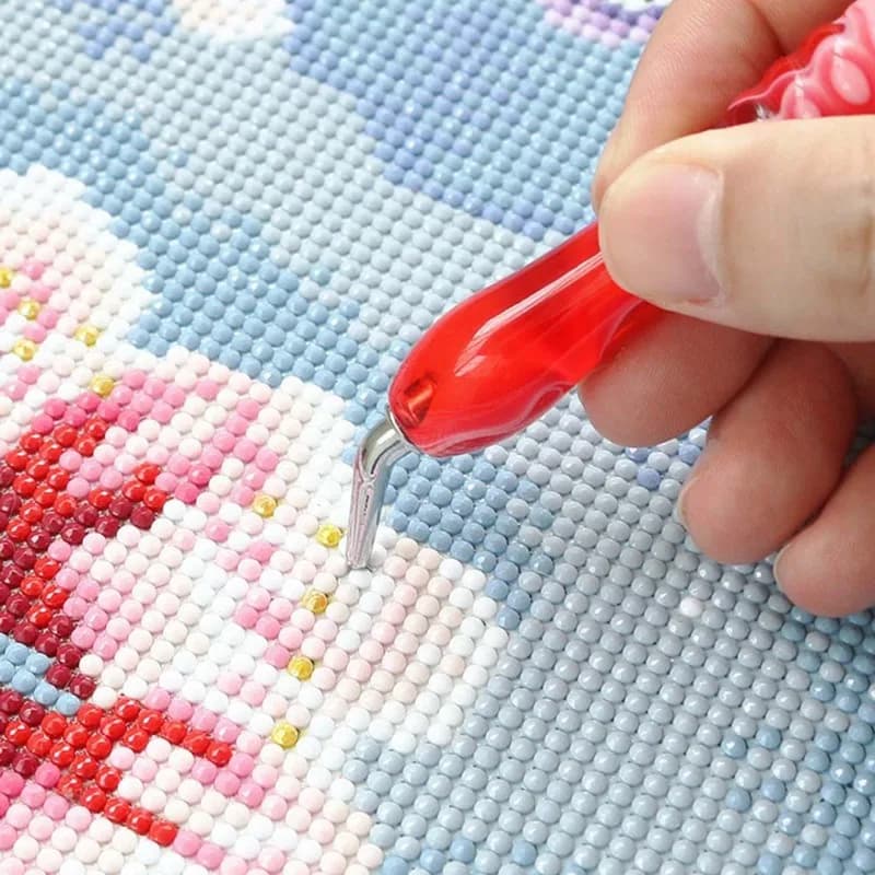 Set of 13 pieces of multifunctional tools with thin and long tip for diamond painting, embroidery and nail art, with alloy head and threaded tip, for DIY