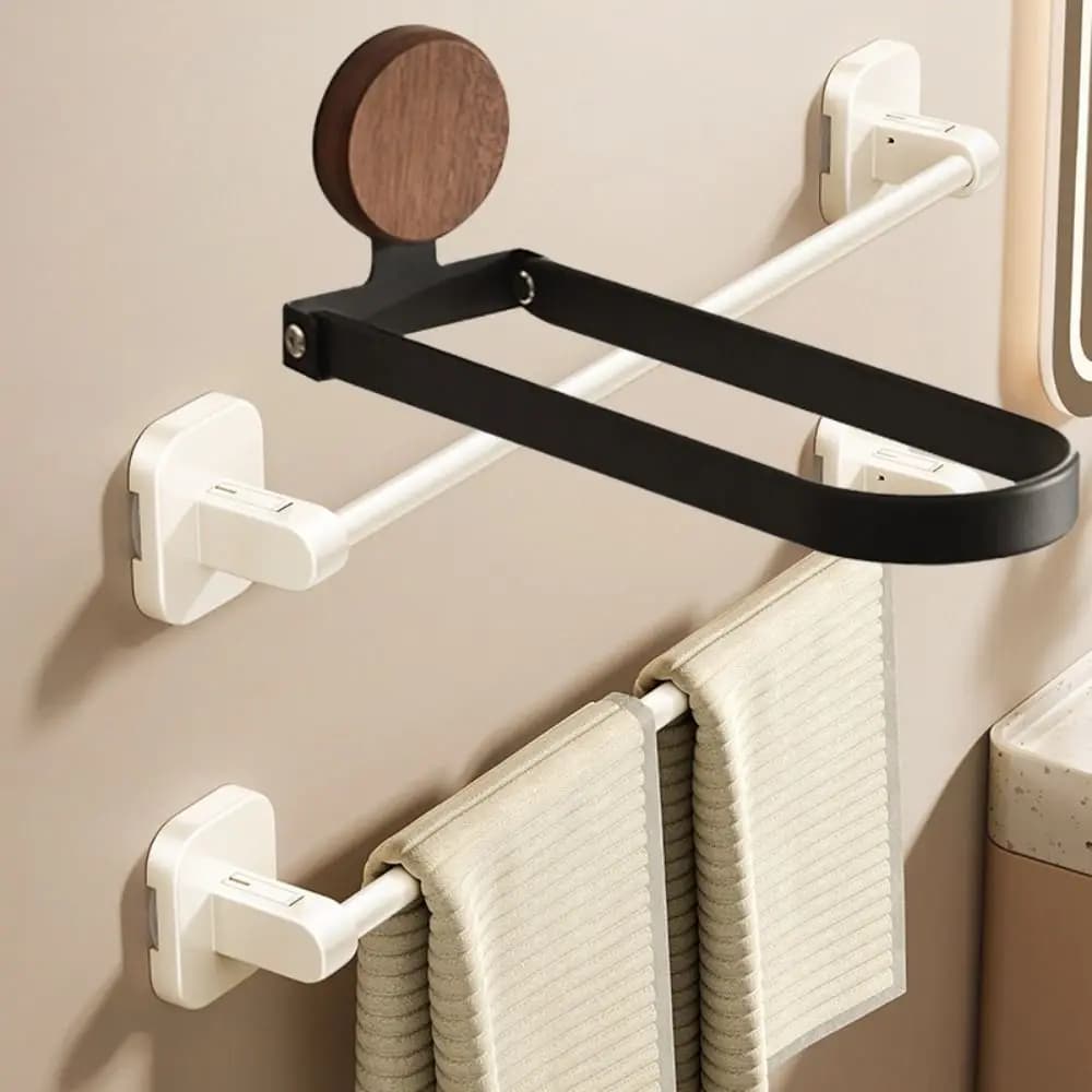 Portasciugamani da bagno in acciaio inossidabile, antiruggine, salvaspazio, senza foratura, senza foratura, montato a parete