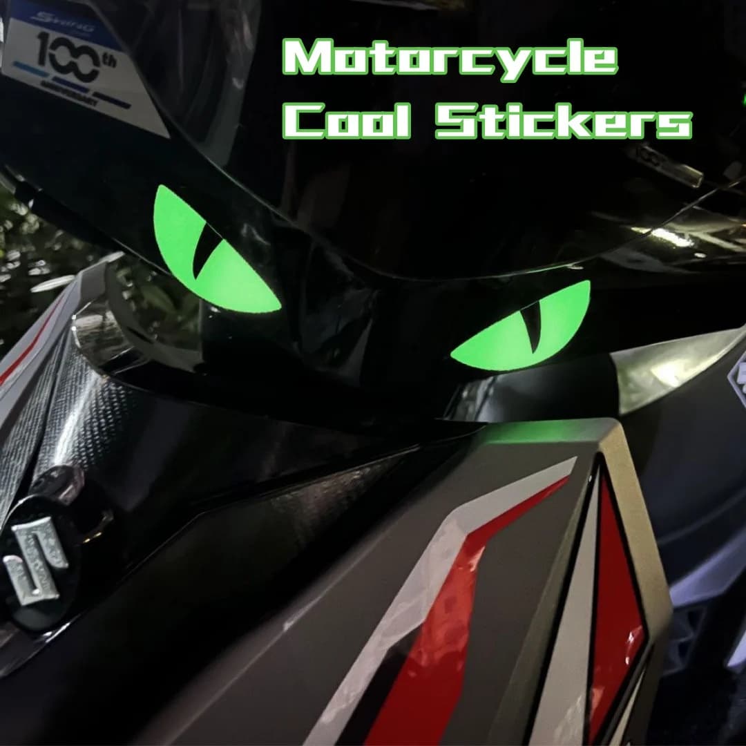 3D Motorcycle Front Windscreen Stickers Edit Electric Car Night Light Stickers Devil Eye Custom Bike Decoration
