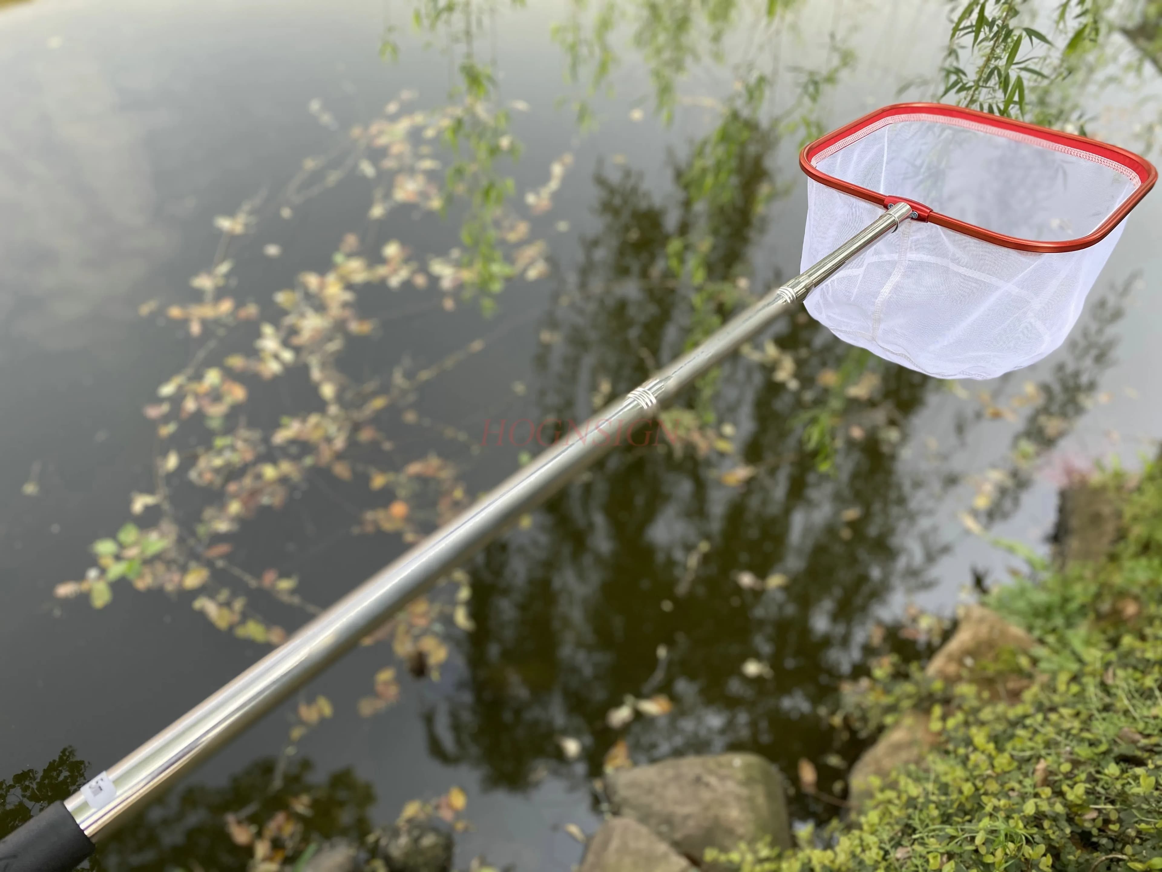 Rete da pesca telescopica per bambini, pulizia acquario, borsa da pesca, laghetto, rete quadrata a foglie