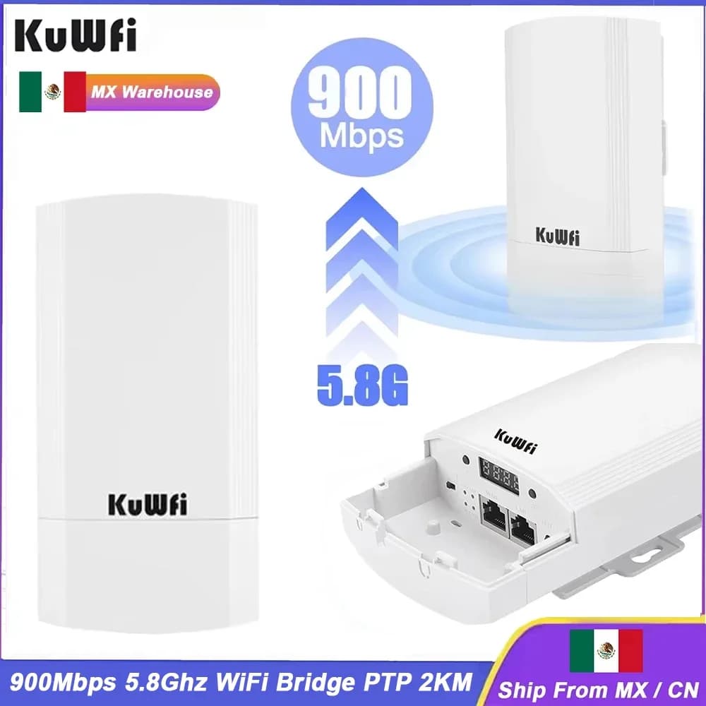 KuWFi 900Mbps 5.8GHz Ponte CPE Estensore di segnale WiFi wireless Punto a punto Fino a 1-3KM Modalità ripetitore AP 24V POE Esterno IP65