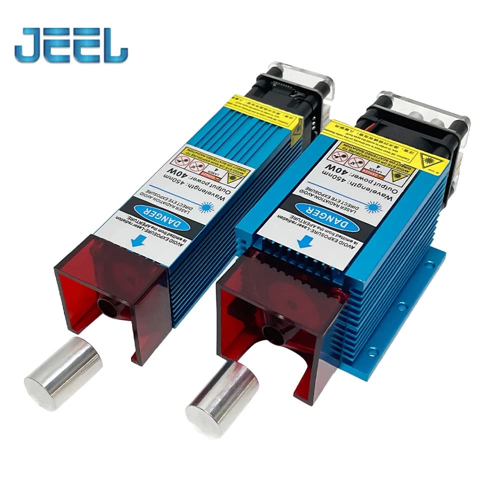 Laser Module 40W 12/24V 450nm with PWM TTL, Blue Light Module for Wood Cutting and Engraving Machine