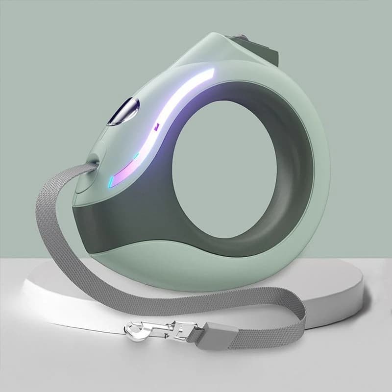Guinzaglio Retrattile Automatico Luminoso con Luce Circolare per Cani, per Passeggiate ed Escursioni, Accessori per Animali Domestici Portatili