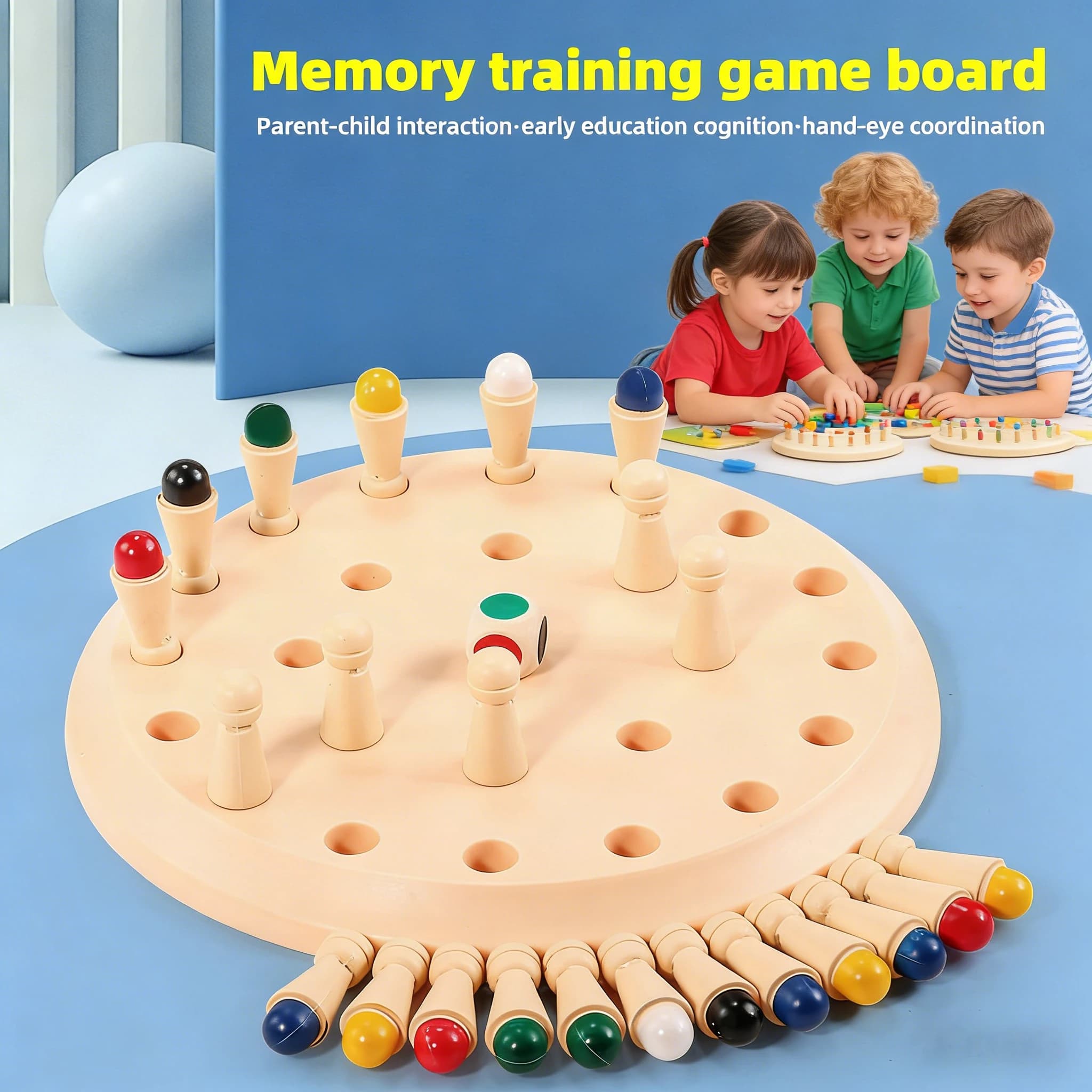 Set di gioco di scacchi di memoria con borsa portaoggetti, gioco educativo per l'allenamento della memoria, gioco da tavolo interattivo per famiglie