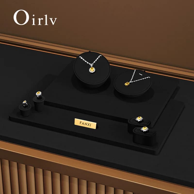 Oirlv Espositori Neri Premium per Gioielli, Vetrine di Lusso per Collane, Anelli e Bracciali, Organizzatori per Esposizione Gioielli