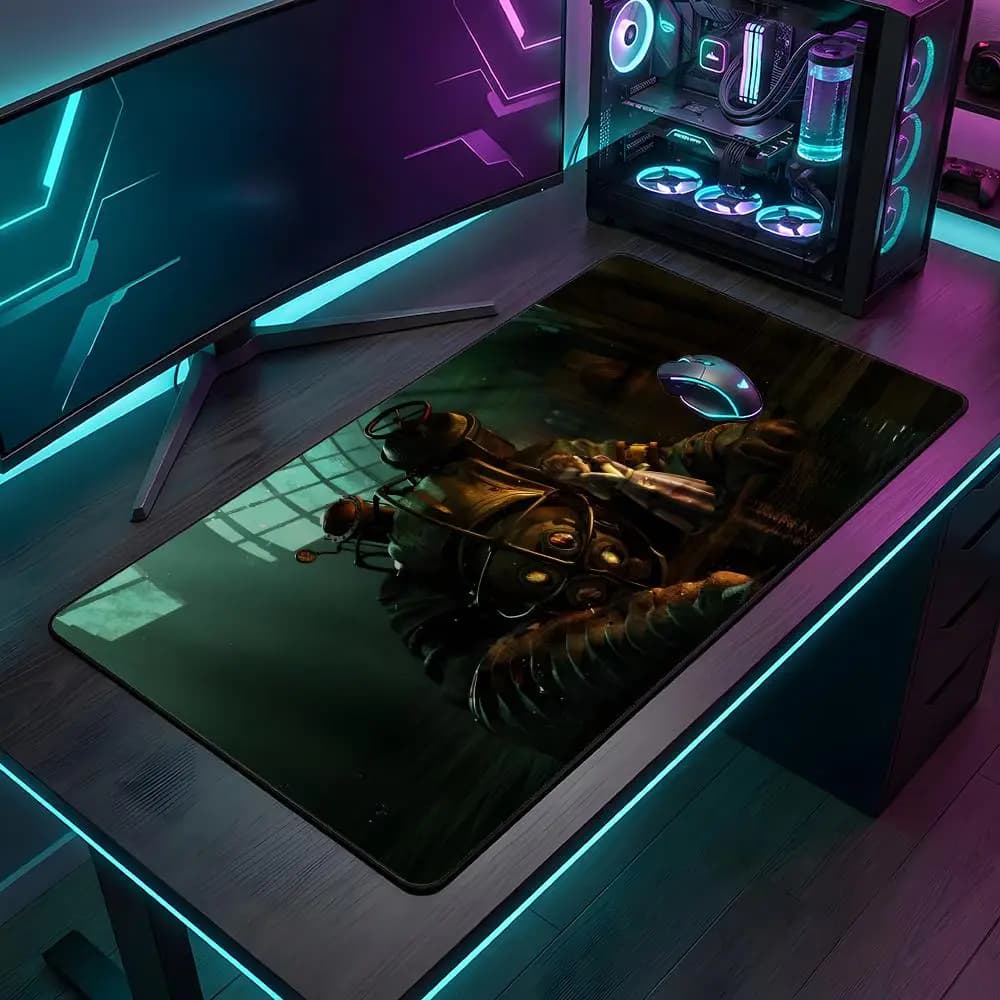 1pc Tappetino per mouse anime B-bioShock 4, grande, per gaming, con bordi rinforzati, spesso, per tastiera e scrivania