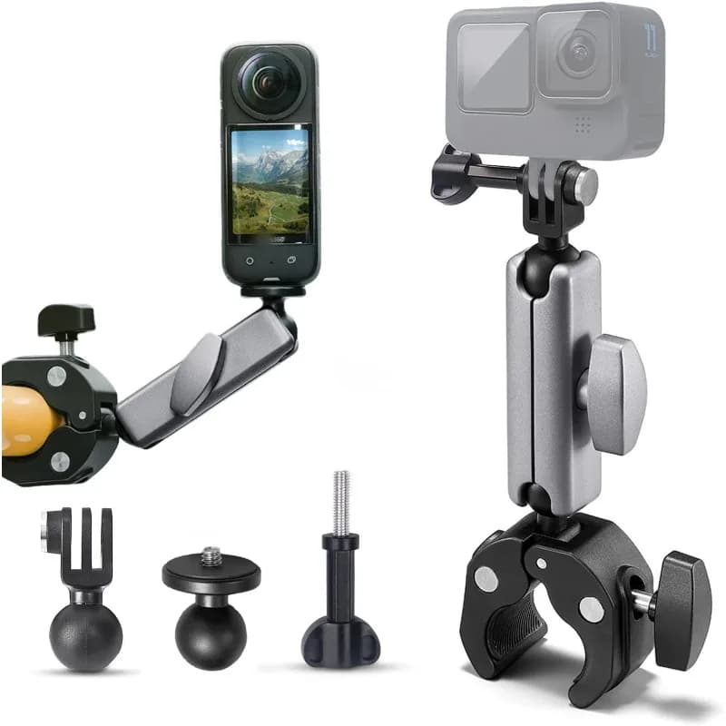 Support for Motorcycle Handlebar in Aluminium Alloy for GoPro Hero 13 12 11 10 Insta360 Dji Osmo Action Camera Smartphone