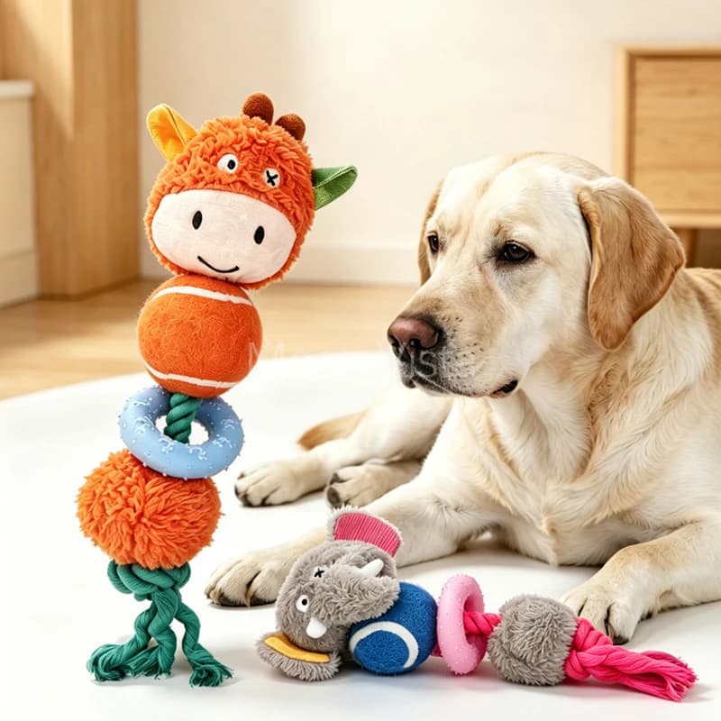 Giraffe Elephant Dog Rope Chew Toys Tennis Ball Rubber Ring Interactive Tug Teething Toy for Small Medium Dogs Puppy Accessories