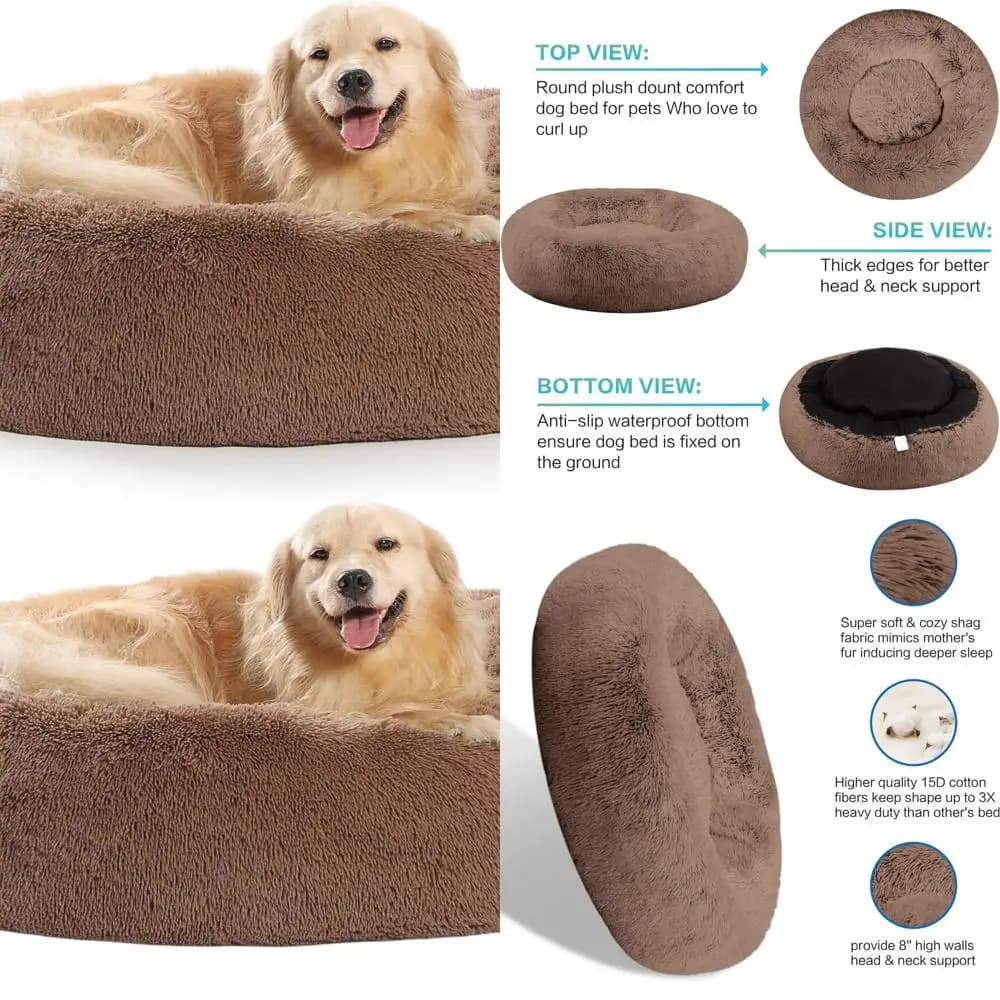 Accoglienti letti a ciambella in peluche per cani e gatti di varie dimensioni, pelliccia sintetica, lavabili, S-XXL